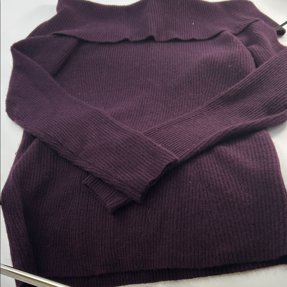 Bloomingdale's Off-the-Shoulder Plum Sweater cashmere - Picture 12 of 16